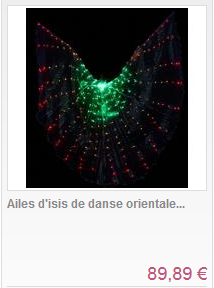 Ailes d'isis de danse orientale lumineuses vert jaune rouge